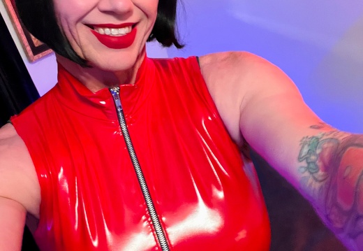 ts mistress mia red catsuit